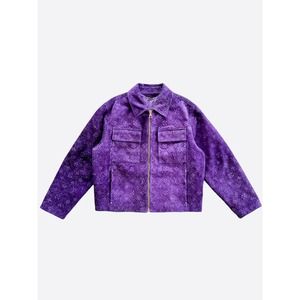 Louis Vuitton Purple Embossed Monogram Suede Workwear Jacket